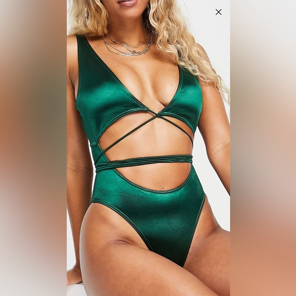 South Beach wrap around swimsuit in emerald green